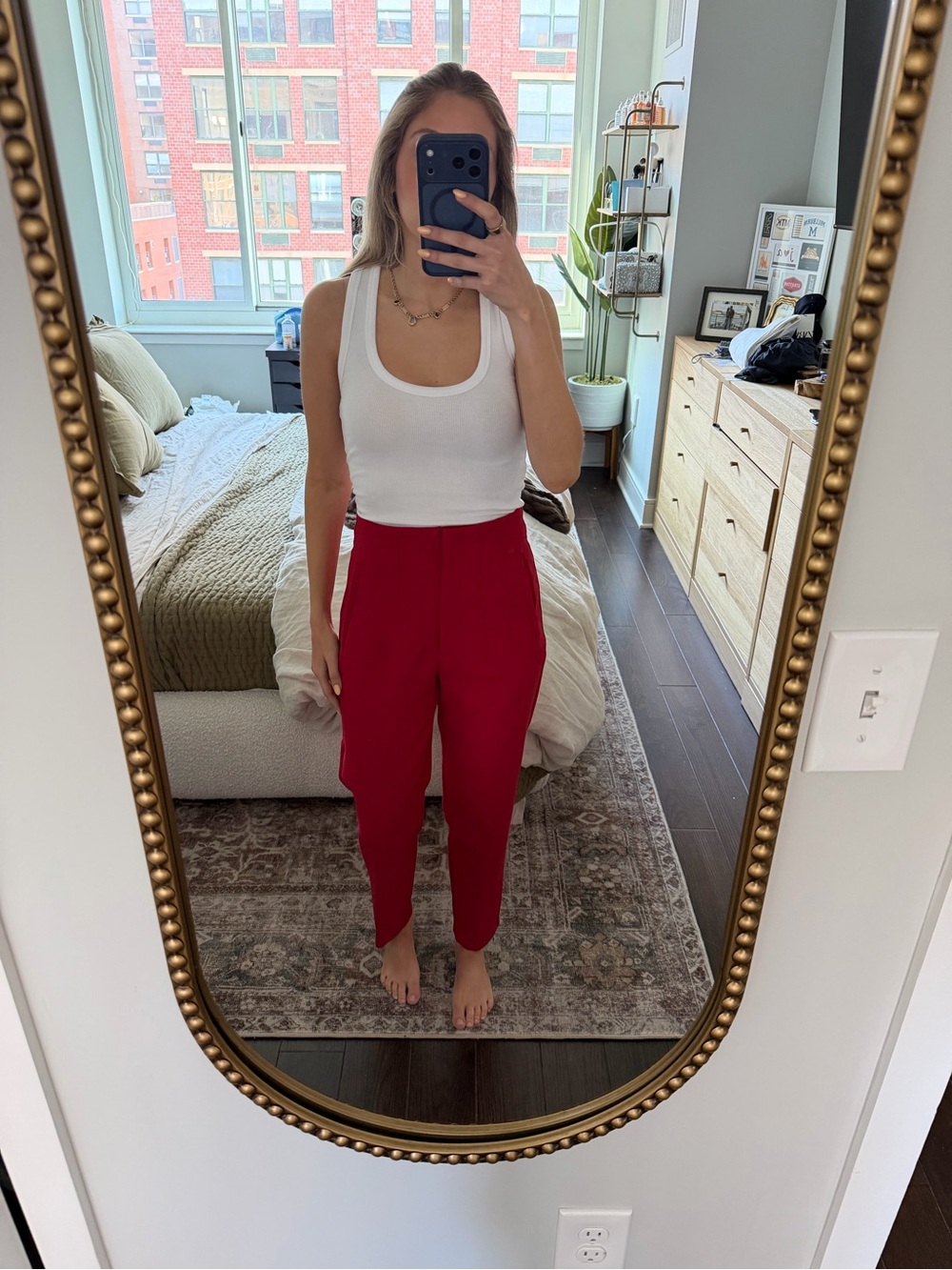 High-Rise Red Tapered Women’s Pants